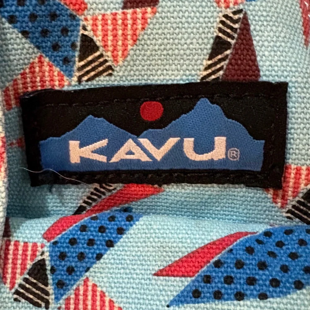 KAVU Rope Bag Sling Backpack Blue Origami Bird Print Cotton Canvas Outdoor
